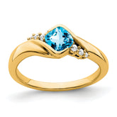 14k Blue Topaz and Diamond Ring